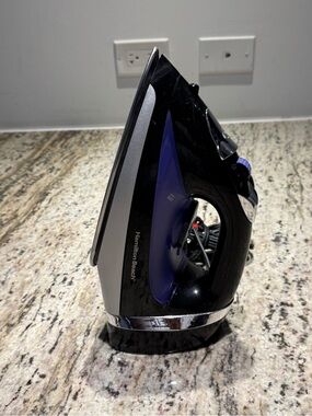 Hamilton Beach Black and Blue Steam Iron with Silver Accents